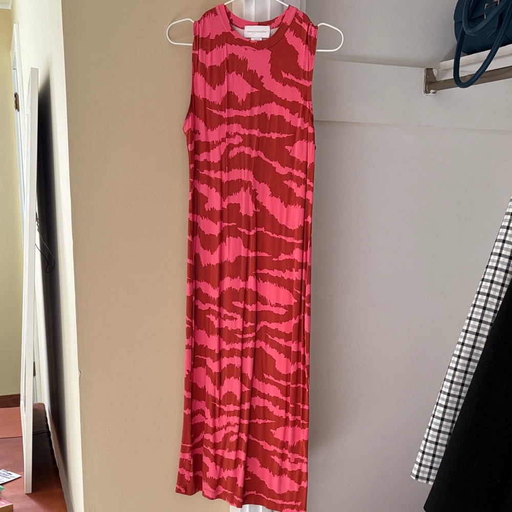 Anthropologie Pink and Red Maxi Dress